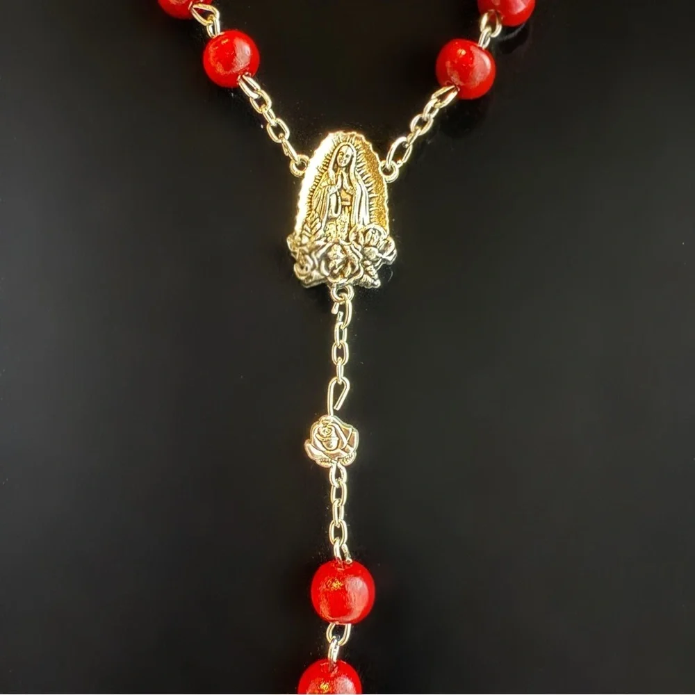 Red Our Lady of Guadalupe Prayer Rosary - Picture 3 of 5